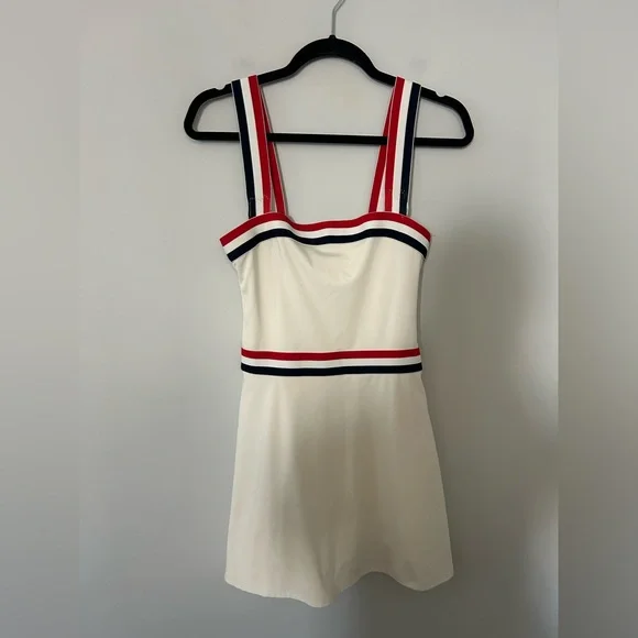 Reformation EcoMove Farrah White Red Blue Workout Dress - Picture 2 of 8